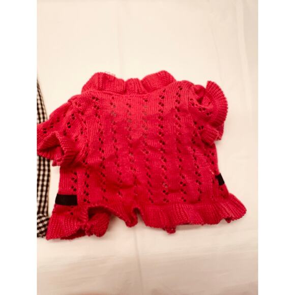 American Girl Bitty Baby Doll Pink Crochet Sweater and Black/White Pant Set RARE - Picture 5 of 7